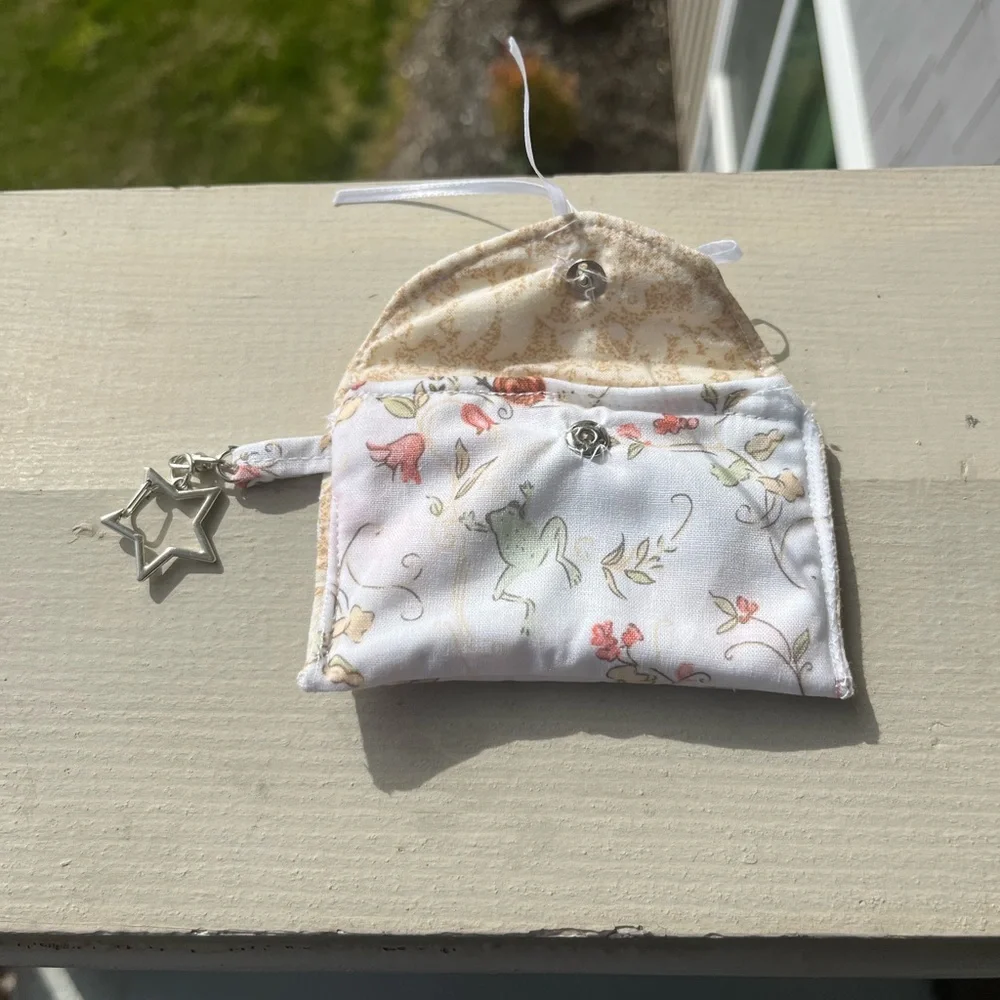 White and Pink Floral Tablet Sleeve with Ribbon Closure